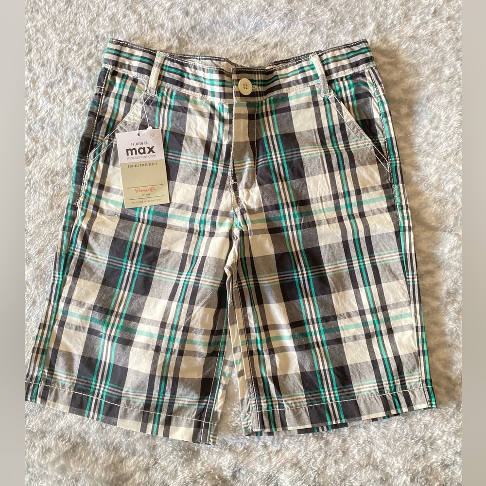 Max Boys Plaid Cotton Bermuda Shorts